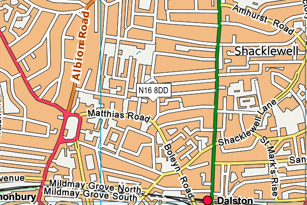 St Matthias Church of England Primary School map (N16 8DD) - OS VectorMap District (Ordnance Survey)