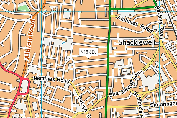 N16 8DJ map - OS VectorMap District (Ordnance Survey)