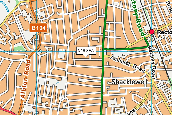 N16 8EA map - OS VectorMap District (Ordnance Survey)