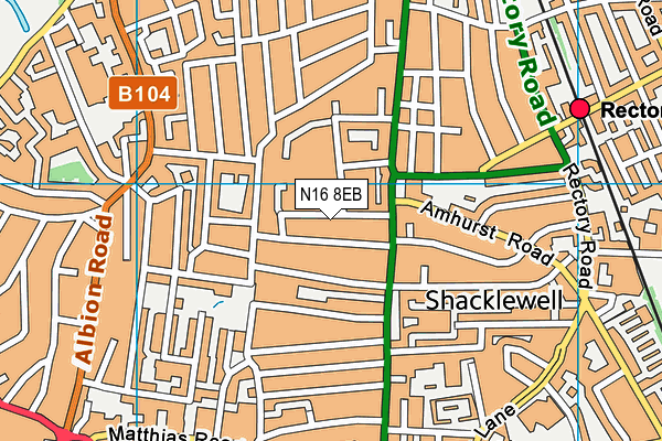 N16 8EB map - OS VectorMap District (Ordnance Survey)