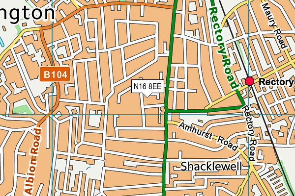 N16 8EE map - OS VectorMap District (Ordnance Survey)