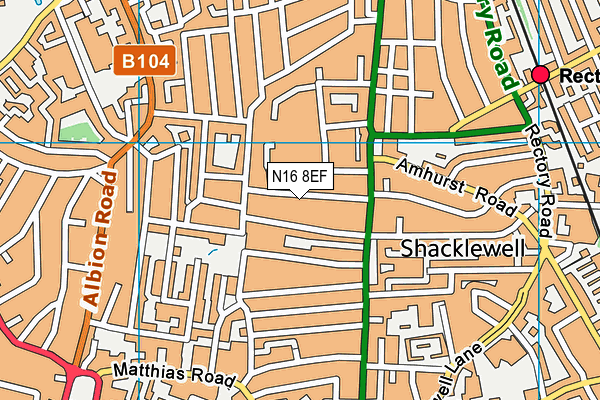 N16 8EF map - OS VectorMap District (Ordnance Survey)