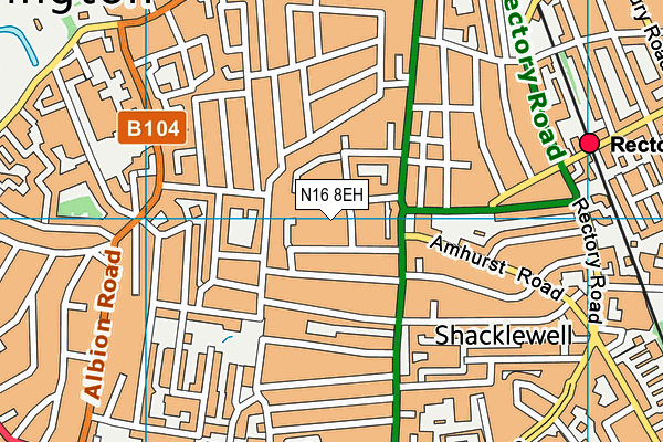 N16 8EH map - OS VectorMap District (Ordnance Survey)