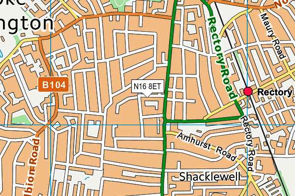 N16 8ET map - OS VectorMap District (Ordnance Survey)