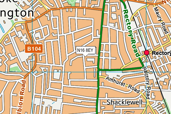 N16 8EY map - OS VectorMap District (Ordnance Survey)