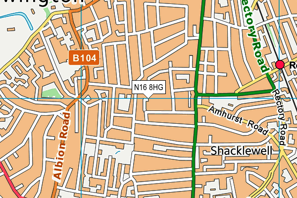 N16 8HG map - OS VectorMap District (Ordnance Survey)