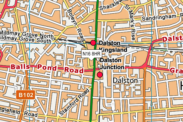 N16 8HR map - OS VectorMap District (Ordnance Survey)