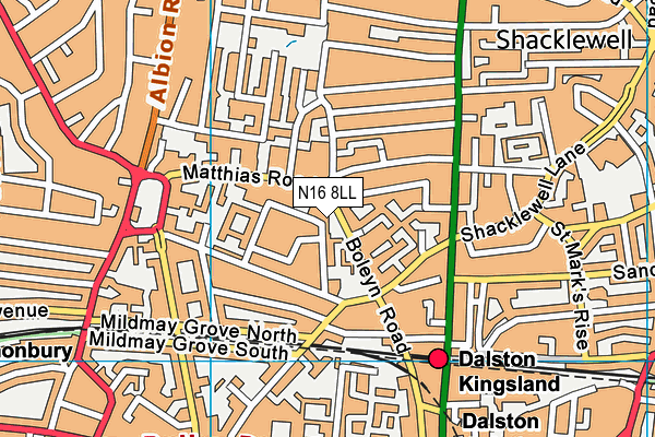 N16 8LL map - OS VectorMap District (Ordnance Survey)