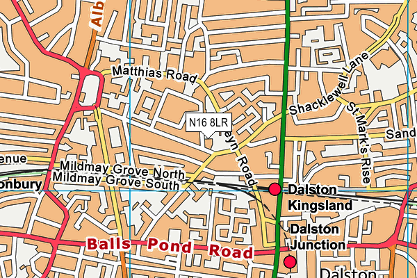 N16 8LR map - OS VectorMap District (Ordnance Survey)