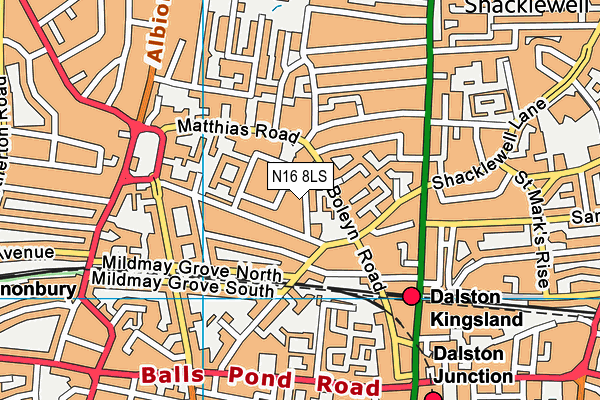 N16 8LS map - OS VectorMap District (Ordnance Survey)