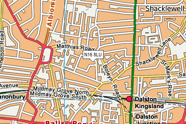 N16 8LU map - OS VectorMap District (Ordnance Survey)