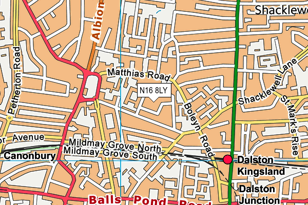 N16 8LY map - OS VectorMap District (Ordnance Survey)