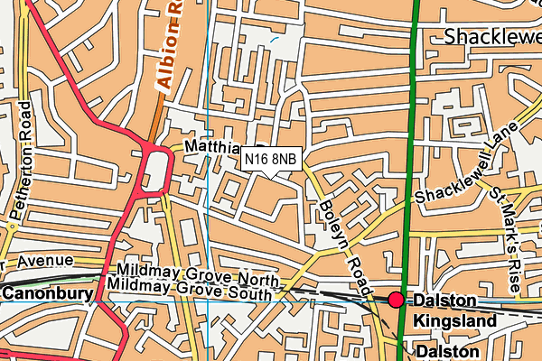 N16 8NB map - OS VectorMap District (Ordnance Survey)