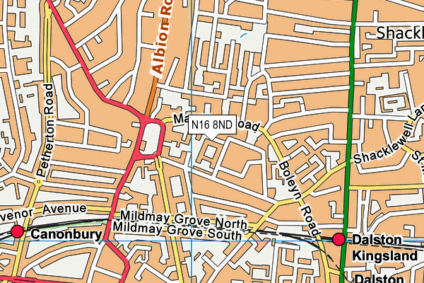 N16 8ND map - OS VectorMap District (Ordnance Survey)