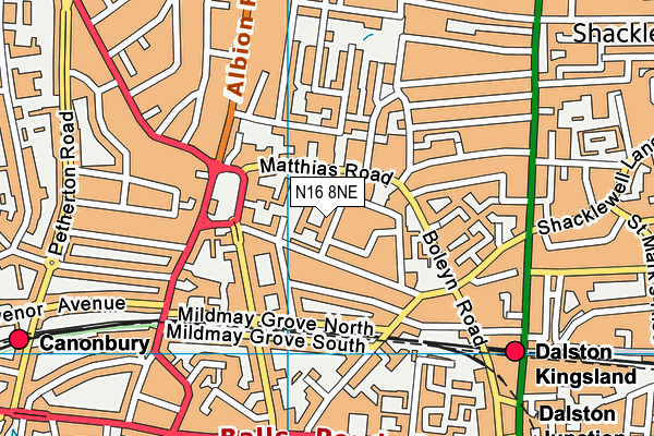 N16 8NE map - OS VectorMap District (Ordnance Survey)