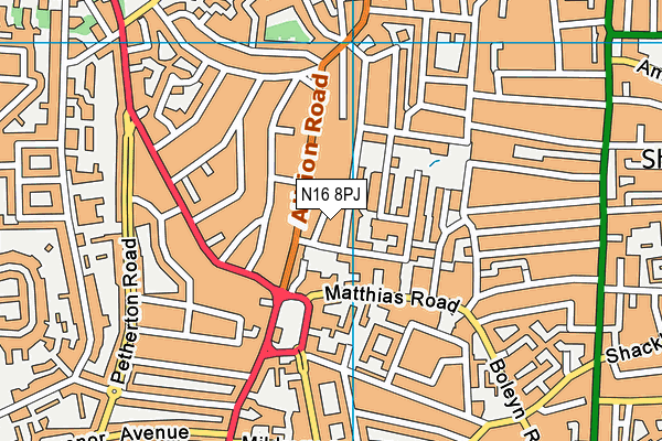 N16 8PJ map - OS VectorMap District (Ordnance Survey)