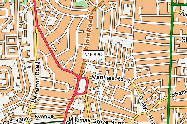 N16 8PQ map - OS VectorMap District (Ordnance Survey)