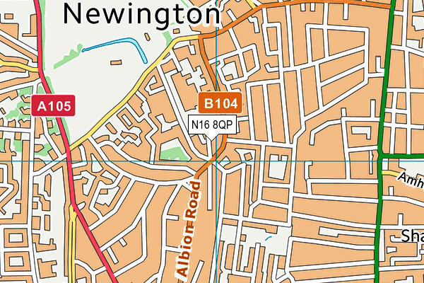 N16 8QP map - OS VectorMap District (Ordnance Survey)