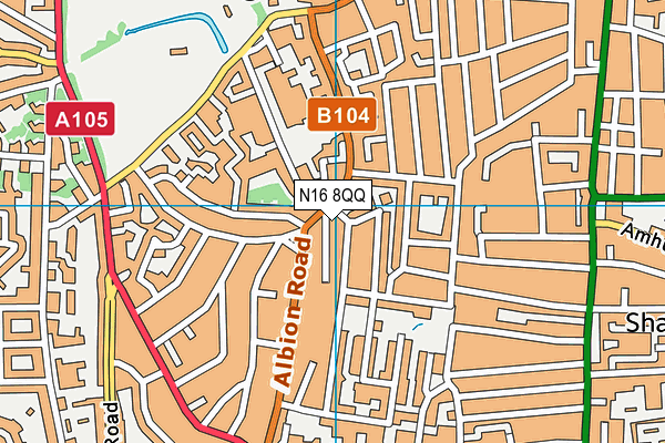 N16 8QQ map - OS VectorMap District (Ordnance Survey)