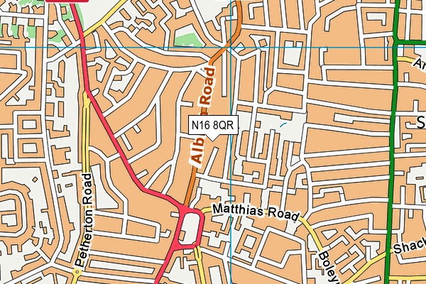 N16 8QR map - OS VectorMap District (Ordnance Survey)