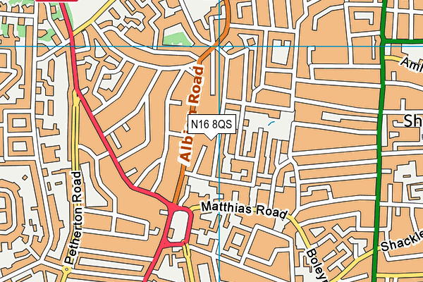 N16 8QS map - OS VectorMap District (Ordnance Survey)