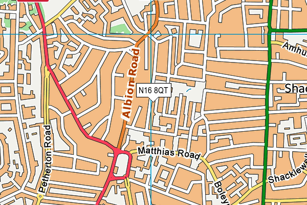 N16 8QT map - OS VectorMap District (Ordnance Survey)
