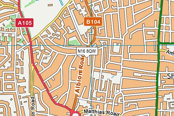 N16 8QW map - OS VectorMap District (Ordnance Survey)