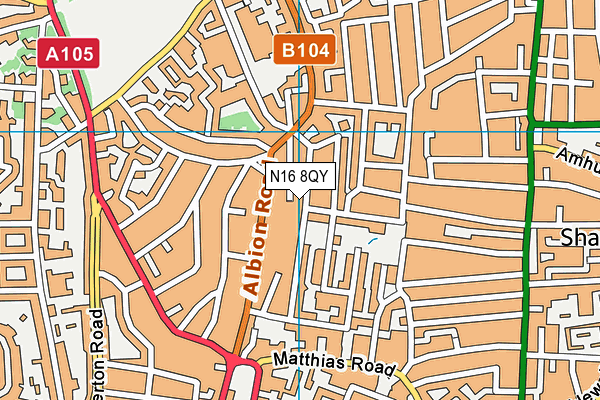 N16 8QY map - OS VectorMap District (Ordnance Survey)
