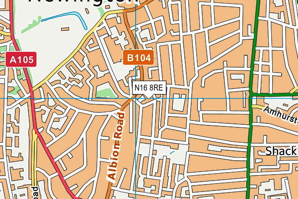 N16 8RE map - OS VectorMap District (Ordnance Survey)