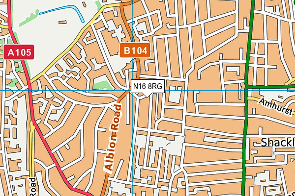 N16 8RG map - OS VectorMap District (Ordnance Survey)