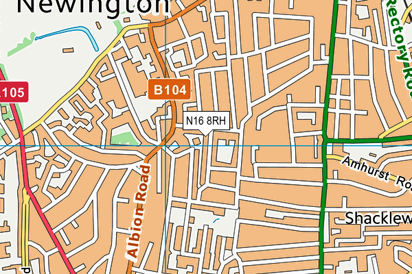 N16 8RH map - OS VectorMap District (Ordnance Survey)