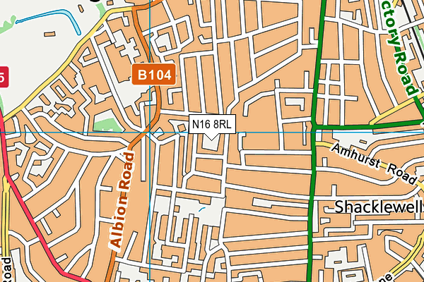 N16 8RL map - OS VectorMap District (Ordnance Survey)
