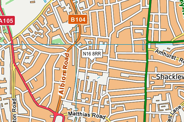 N16 8RR map - OS VectorMap District (Ordnance Survey)