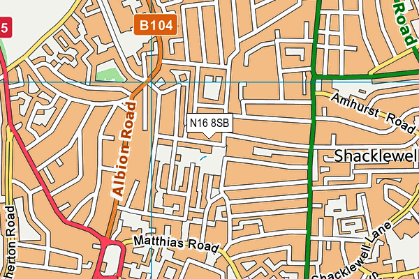 N16 8SB map - OS VectorMap District (Ordnance Survey)