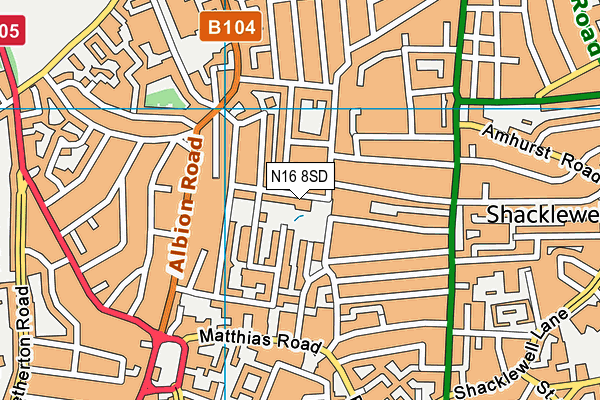 N16 8SD map - OS VectorMap District (Ordnance Survey)