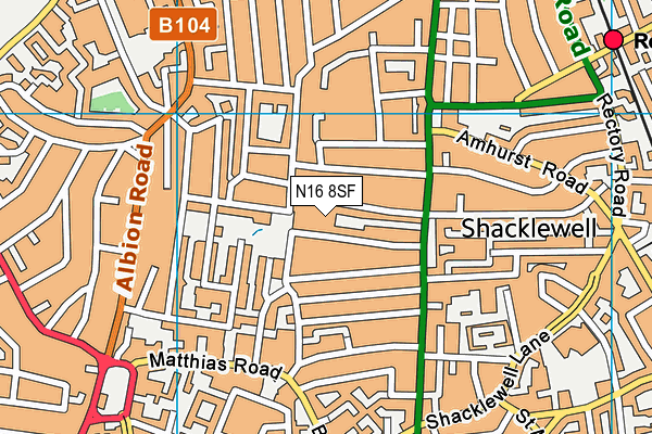 N16 8SF map - OS VectorMap District (Ordnance Survey)