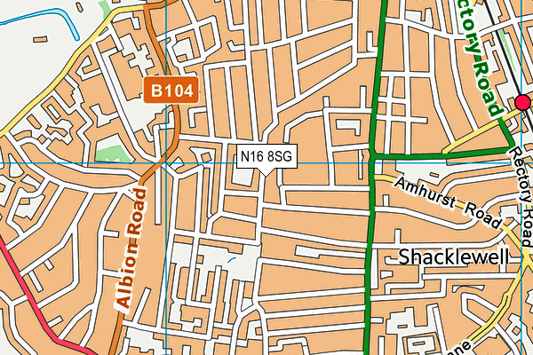 N16 8SG map - OS VectorMap District (Ordnance Survey)
