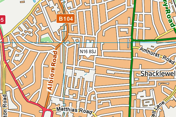 N16 8SJ map - OS VectorMap District (Ordnance Survey)