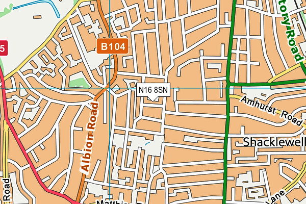 N16 8SN map - OS VectorMap District (Ordnance Survey)