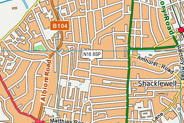 N16 8SP map - OS VectorMap District (Ordnance Survey)