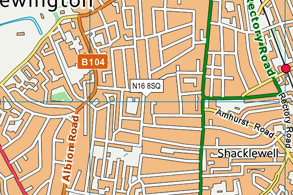 N16 8SQ map - OS VectorMap District (Ordnance Survey)