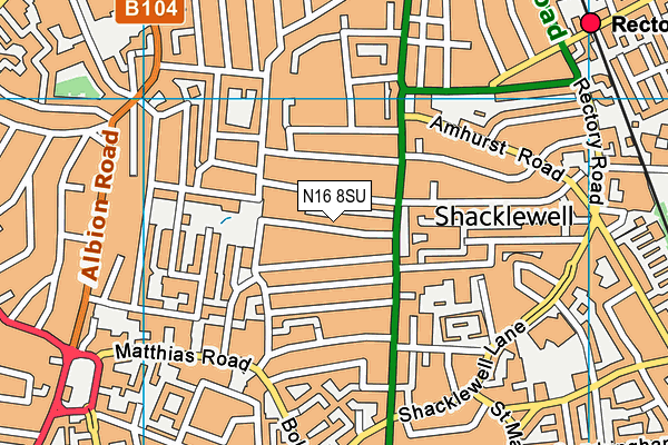 N16 8SU map - OS VectorMap District (Ordnance Survey)