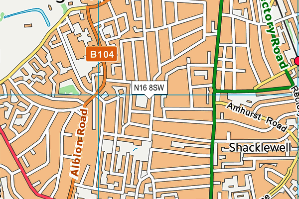 N16 8SW map - OS VectorMap District (Ordnance Survey)