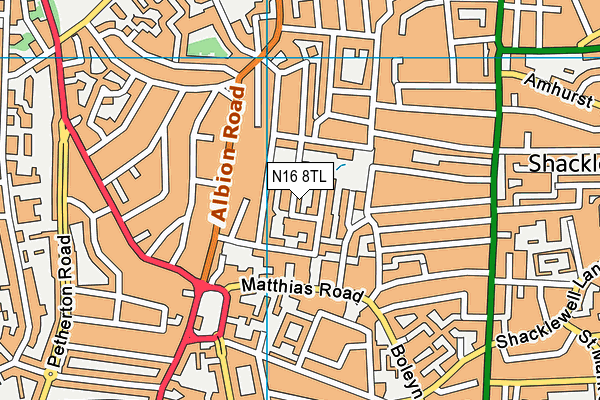 N16 8TL map - OS VectorMap District (Ordnance Survey)