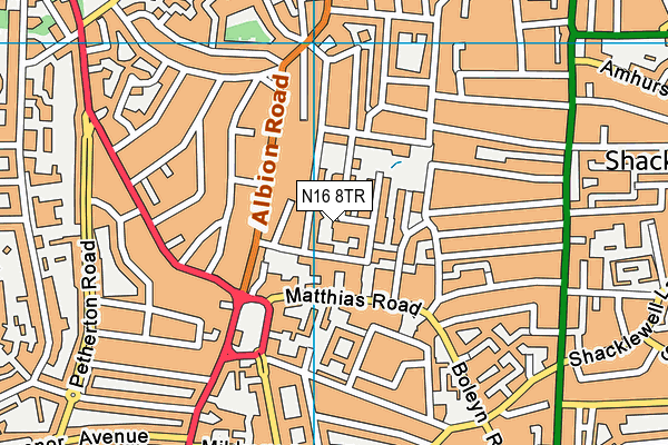 N16 8TR map - OS VectorMap District (Ordnance Survey)