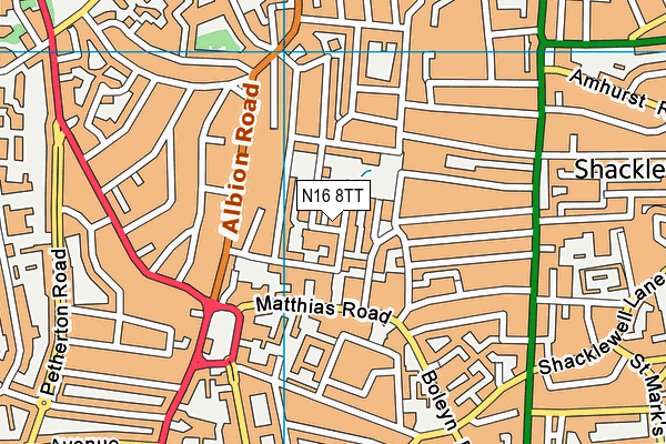 N16 8TT map - OS VectorMap District (Ordnance Survey)