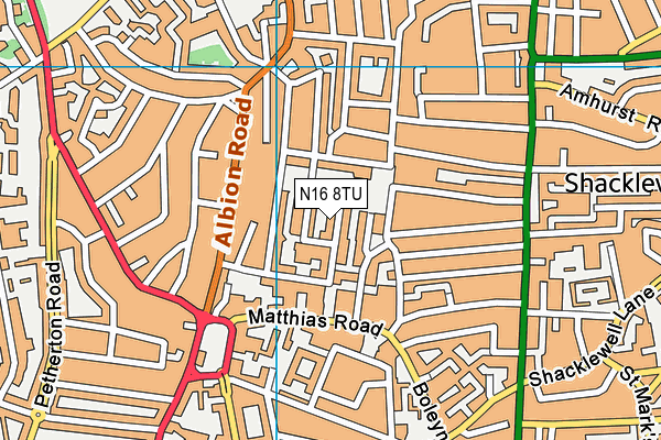 N16 8TU map - OS VectorMap District (Ordnance Survey)