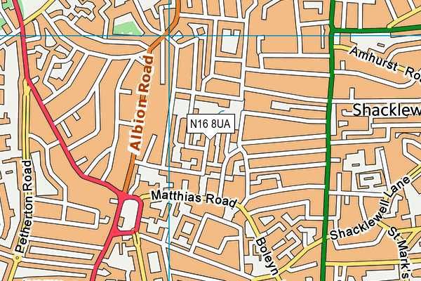 N16 8UA map - OS VectorMap District (Ordnance Survey)