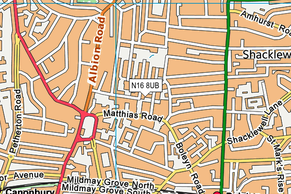 N16 8UB map - OS VectorMap District (Ordnance Survey)