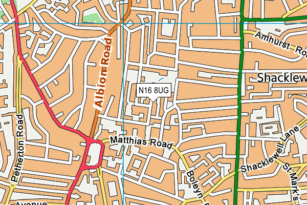 N16 8UG map - OS VectorMap District (Ordnance Survey)
